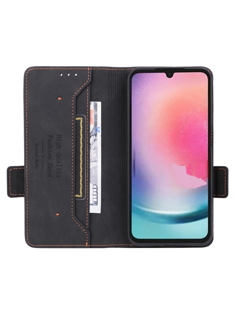 Предпазен калъф от еко кожа за Samsung Galaxy A24 4G - черен
