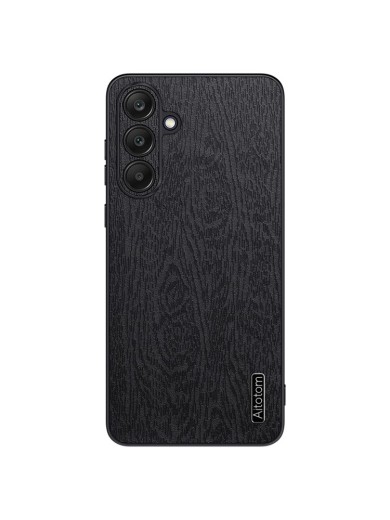 Удароустойчив гръб от еко кожа  с дървесна текстура за Samsung Galaxy A25 - черен