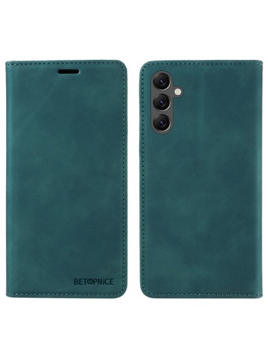 Калъф от еко кожа тип портмоне с RFID  блокираща технология за Samsung Galaxy A25 - зелен