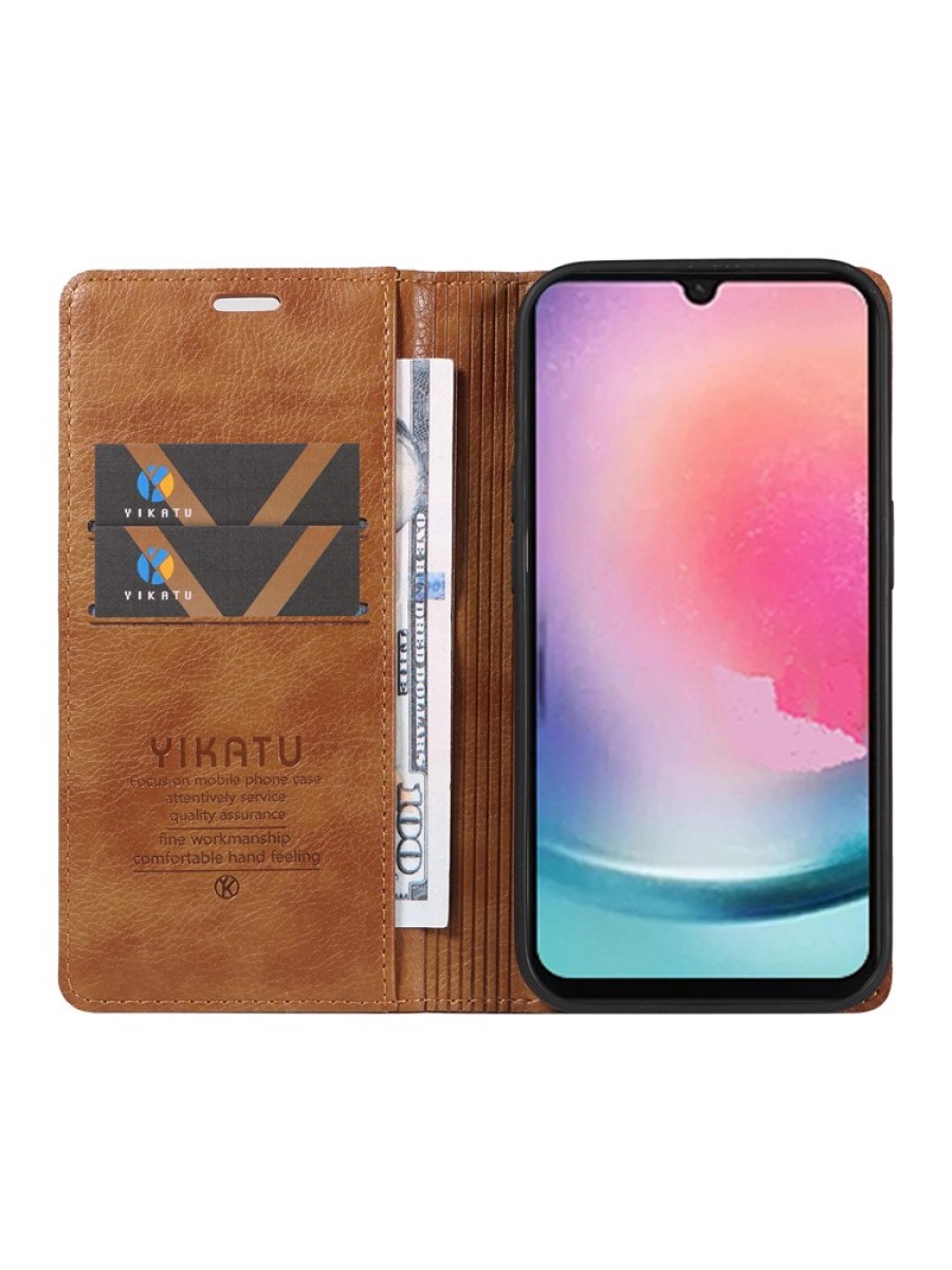 Калъф от еко кожа тип портмоне за Samsung Galaxy A25 - кафяв