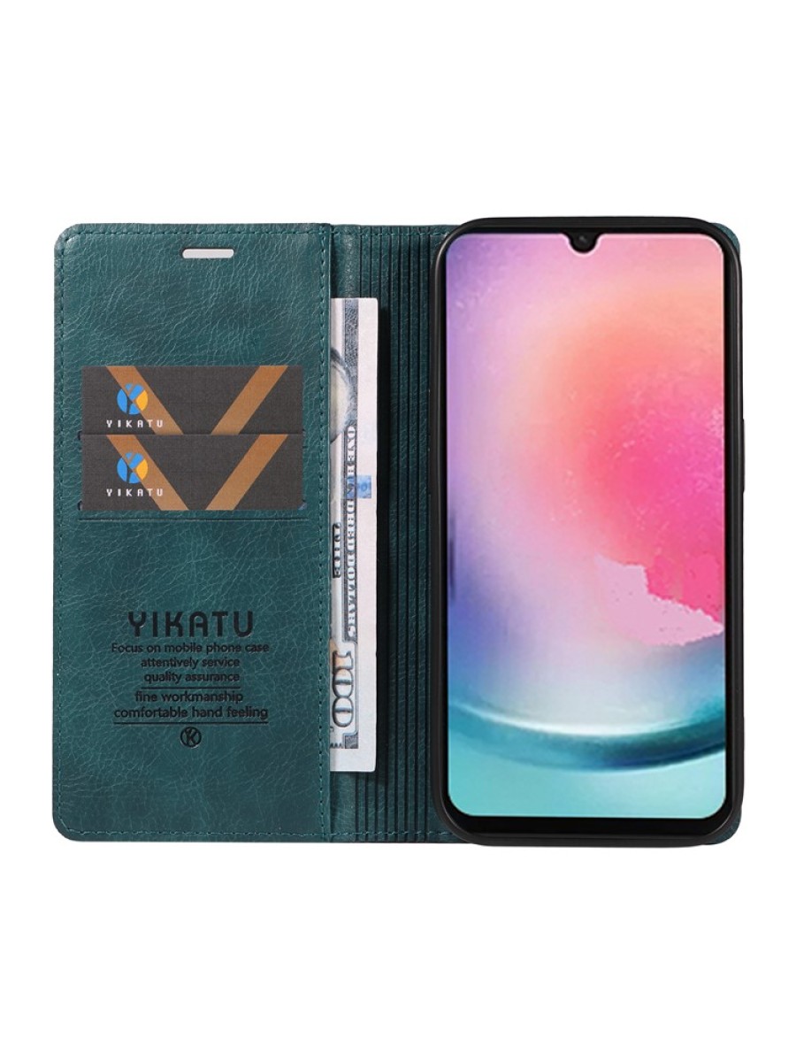 Калъф от еко кожа тип портмоне за Samsung Galaxy A25 - син