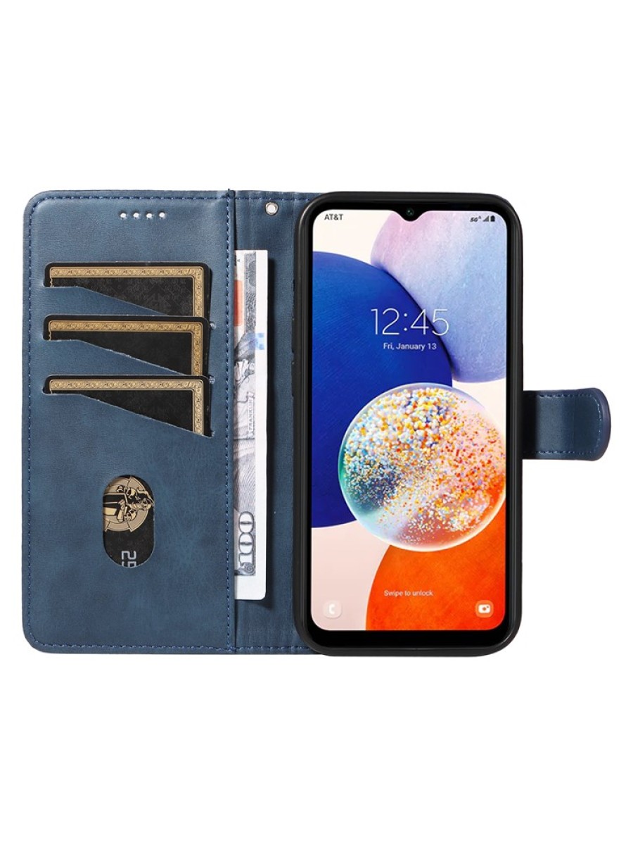 Калъф от еко кожа тип портмоне за Samsung Galaxy A35 - син