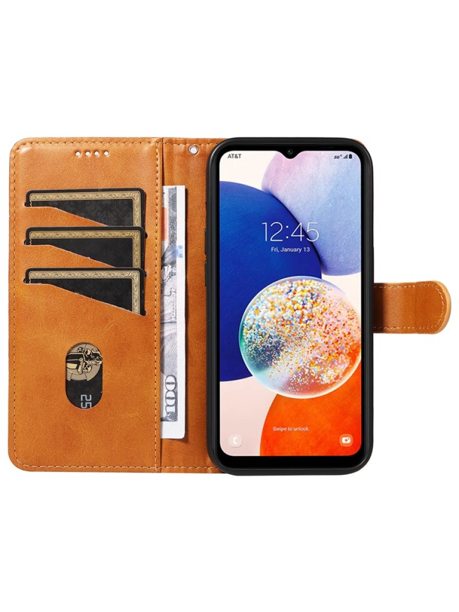 Калъф от еко кожа тип портмоне за Samsung Galaxy A35 - жълт
