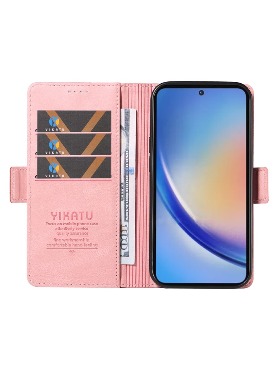Калъф от еко кожа тип портмоне за Samsung Galaxy A35 - розов