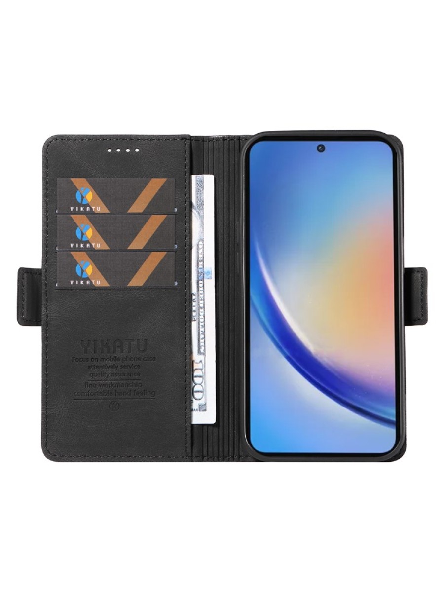 Калъф от еко кожа тип портмоне за Samsung Galaxy A35 - черен