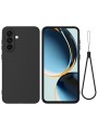 Предпазен удароустойчив силиконов гръб с каишка за Samsung Galaxy A36 - черен
