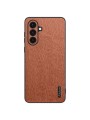 Удароустойчив гръб от еко кожа  с дървесна текстура за Samsung Galaxy A36 - кафяв