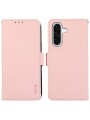 Калъф от еко кожа тип портмоне с RFID блокиране за Samsung Galaxy A36 - розов