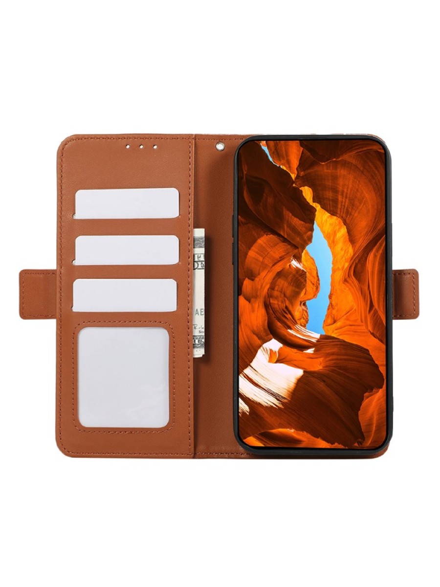Калъф от еко кожа тип портмоне с RFID блокиране за Samsung Galaxy A36 - кафяв