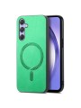 Предпазен гръб от еко кожа съвместим с MagSafe за Samsung Galaxy A54 - зелен