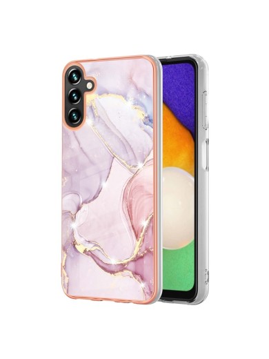 Предпазен удароустойчив гръб с мраморни шарки за Samsung Galaxy A55 - розов Предпазен удароустойчив гръб с мраморни шарки за Samsung Galaxy A55 - розов