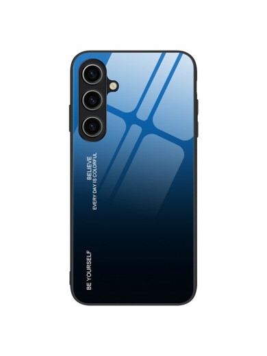 Предпазен гръб от закалено стъкло за Samsung Galaxy A55 - син и черен Предпазен гръб от закалено стъкло за Samsung Galaxy A55 - син и черен