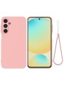 Предпазен удароустойчив силиконов гръб с каишка за Samsung Galaxy A56 - розов