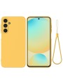 Предпазен удароустойчив силиконов гръб с каишка за Samsung Galaxy A56 - жълт