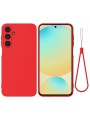 Предпазен удароустойчив силиконов гръб с каишка за Samsung Galaxy A56 - червен