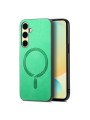 Предпазен гръб от еко кожа съвместим с MagSafe за Samsung Galaxy A56 - зелен