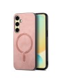 Предпазен гръб от еко кожа съвместим с MagSafe за Samsung Galaxy A56 - розов