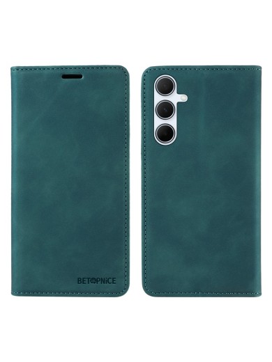 Калъф от еко кожа тип портмоне с RFID блокираща технология за Samsung Galaxy A56 - зелен Калъф от еко кожа тип портмоне с RFID блокираща технология за Samsung Galaxy A56 - зелен