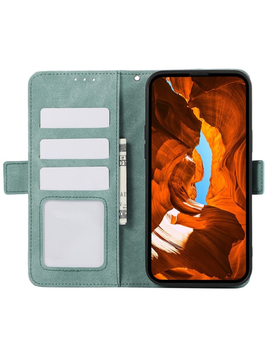 Калъф от еко кожа тип портмоне с RFID блокиране за Samsung Galaxy A56 - син
