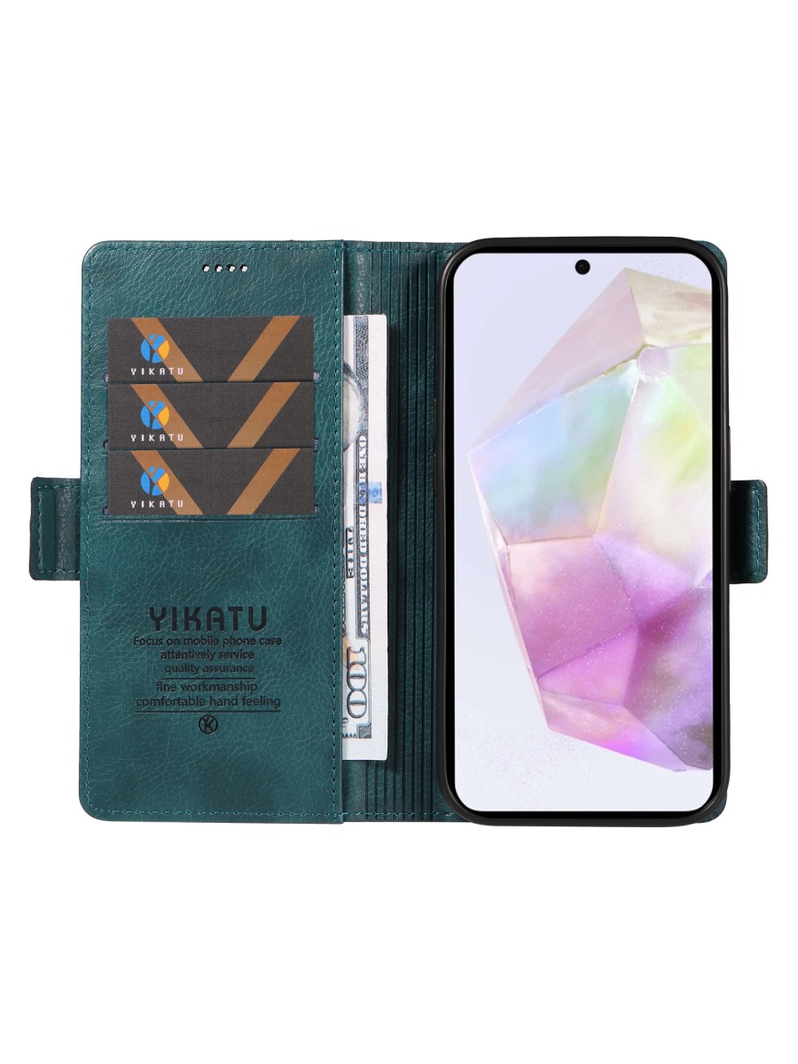 Калъф от еко кожа тип портмоне за Samsung Galaxy A56 - син