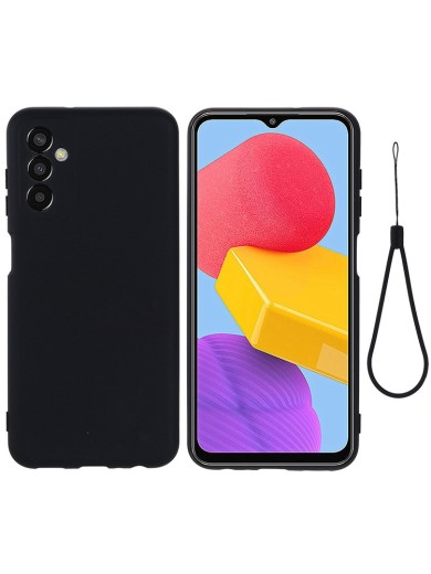 Предпазен удароустойчив силиконов гръб с каишка за Samsung Galaxy F13 - черен Предпазен удароустойчив силиконов гръб с каишка за Samsung Galaxy F13 - черен