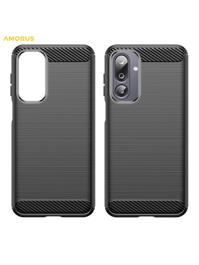 Мек удароустойчив гръб с текстура на карбонови влакна за Samsung Galaxy F36 - черен