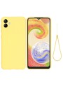 Предпазен устойчив на надраскване силиконов гръб с каишка за Samsung Galaxy M04 - жълт