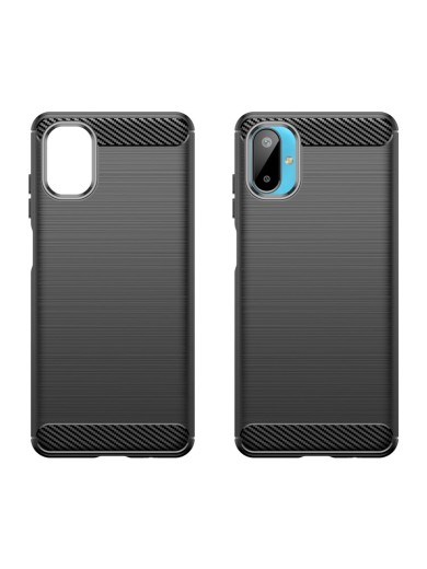 Мек удароустойчив гръб с текстура на карбонови влакна за Samsung Galaxy M06 - черен