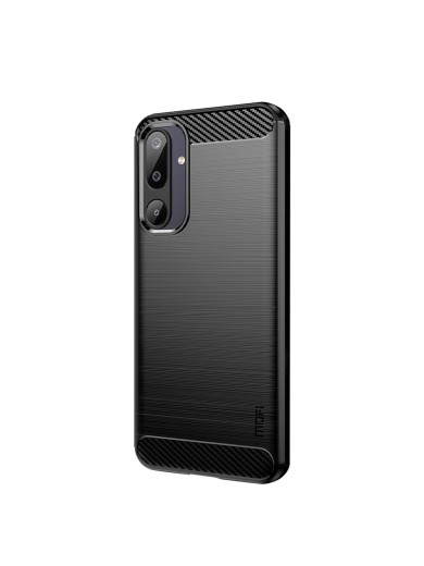 Мек предпазен гръб с текстура на карбонови влакна за Samsung Galaxy M16 - черен