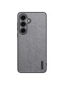 Удароустойчив гръб от еко кожа  с дървесна текстура за Samsung Galaxy S23 FE - сив
