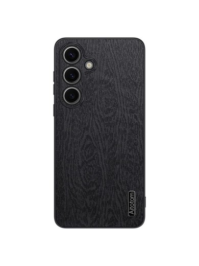 Удароустойчив гръб от еко кожа с дървесна текстура за Samsung Galaxy S23 FE - черен Удароустойчив гръб от еко кожа с дървесна текстура за Samsung Galaxy S23 FE - черен