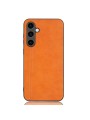 Предпазен гръб с текстура на телешка кожа за Samsung Galaxy S23 FE - оранжев