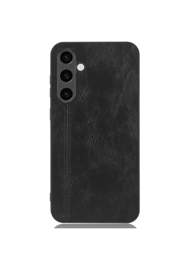 Предпазен гръб с текстура на телешка кожа за Samsung Galaxy S23 FE - черен Предпазен гръб с текстура на телешка кожа за Samsung Galaxy S23 FE - черен