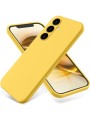 Предпазен удароустойчив силиконов гръб с каишка за Samsung Galaxy S23 FE - жълт