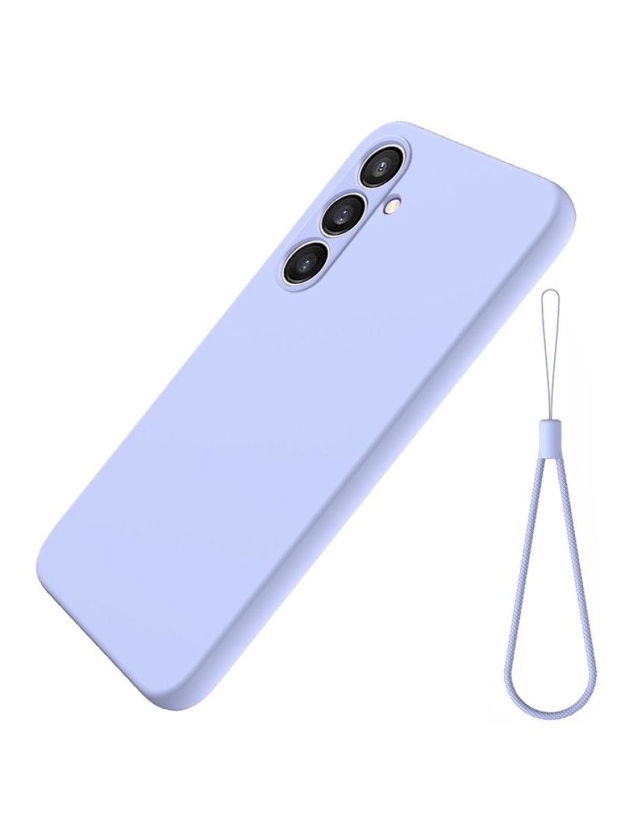 Предпазен удароустойчив силиконов гръб с каишка за Samsung Galaxy S23 FE - лилав