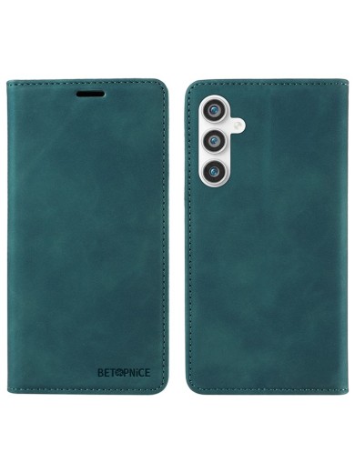 Калъф от еко кожа тип портмоне с RFID блокираща технология за Samsung Galaxy S23 FE - зелен Калъф от еко кожа тип портмоне с RFID блокираща технология за Samsung Galaxy S23 FE - зелен