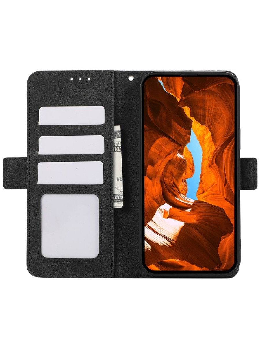 Калъф от еко кожа тип портмоне с RFID блокиране за Samsung Galaxy S23 FE - черен
