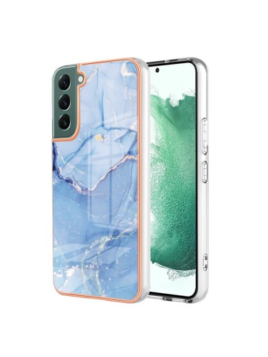 Предпазен удароустойчив гръб с мраморни шарки за Samsung Galaxy S23+ - син