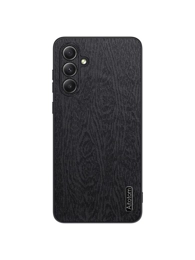Удароустойчив гръб от еко кожа с дървесна текстура за Samsung Galaxy S24 FE - черен Удароустойчив гръб от еко кожа с дървесна текстура за Samsung Galaxy S24 FE - черен