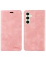 Калъф от еко кожа тип портмоне с RFID  блокираща технология за Samsung Galaxy S24 FE - розов