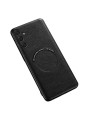 Удароустойчив гръб от еко кожа съвместим с MagSafe за Samsung Galaxy S24+ - черен