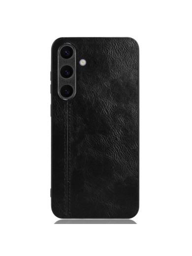 Предпазен гръб с текстура на телешка кожа за Samsung Galaxy S24+ - черен