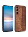 Противоплъзгащ се тънък гръб от еко кожа за Samsung Galaxy S24+ - кафяв