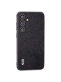 Предпазен удароустойчив гръб от еко кожа с личи шарки за Samsung Galaxy S24+ - черен
