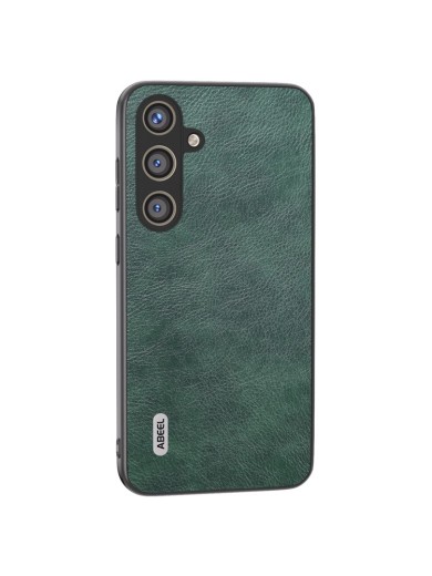 Предпазен удароустойчив гръб от еко кожа с личи шарки за Samsung Galaxy S24+ - зелен