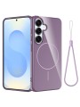 Предпазен гръб с каишка съвместим с MagSafe за Samsung Galaxy S24 - лилав