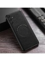 Удароустойчив гръб от еко кожа съвместим с MagSafe за Samsung Galaxy S24+ - черен