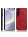 Предпазен гръб с текстура на телешка кожа за Samsung Galaxy S24 - червен