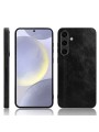 Предпазен гръб с текстура на телешка кожа за Samsung Galaxy S24 - черен