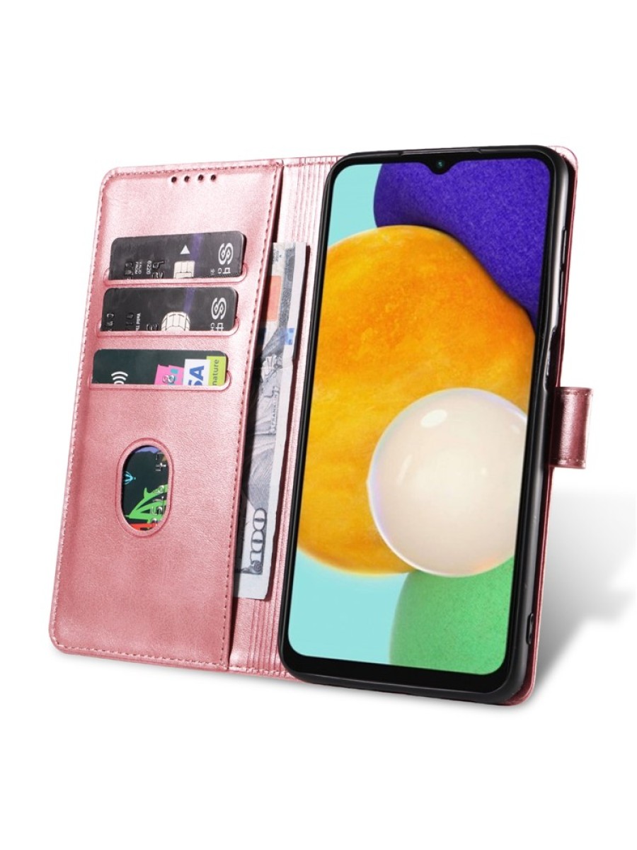 Калъф от еко кожа тип портмоне за Samsung Galaxy S24+ - розов